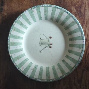 Pfaltzgraff Naturewood Watering Can 8" Stoneware Plate Red Logo